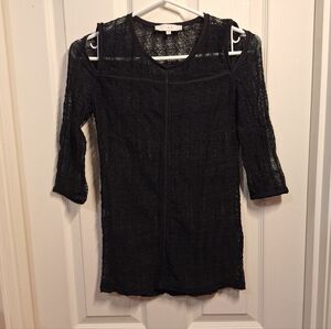 IRO Black Lace Open Cutout Shoulder Top XS